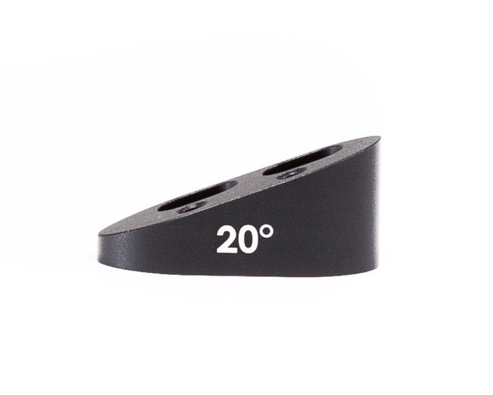 Black 20-degree wedge with two holes on top and "20°" printed on the side.